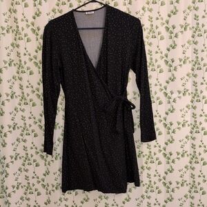 Rachel Black Long Sleeve Dress with Gold Dots